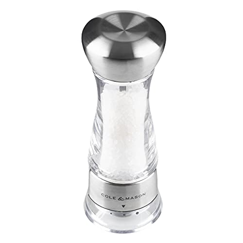 Cole & Mason Gourmet Precision Windermere Salt Mill, Stainless Steel And Acrylic 16.5 Cm