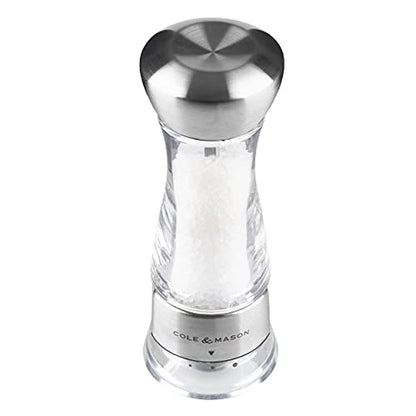 Cole & Mason Gourmet Precision Windermere Salt Mill, Stainless Steel And Acrylic 16.5 Cm