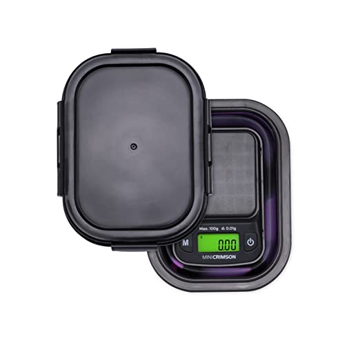  Mini Crimson Digital Scale - (100g X 0.01g Black/Purple) -Digital Kitchen Scale With Bowl - Digital Travel Scale - Portable Food Scale - Meal Prep Weight Scale - Digital Gram Scale