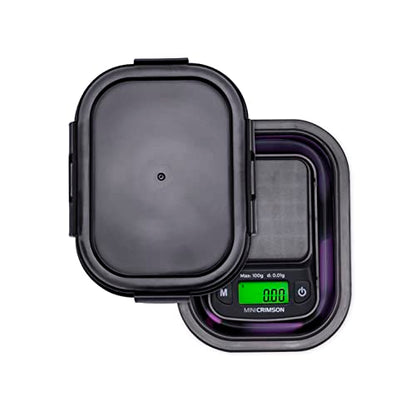  Mini Crimson Digital Scale - (100g X 0.01g Black/Purple) -Digital Kitchen Scale With Bowl - Digital Travel Scale - Portable Food Scale - Meal Prep Weight Scale - Digital Gram Scale