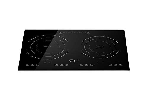 Electric Stove Induction Cooktop With 2 Burners In Black Vitro Ceramic Smooth Surface Glass 120V, 12 Inch