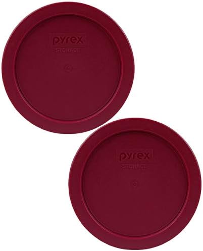 Pyrex 7201-PC Sangria Dark Red Burgundy Round Plastic Food Storage Replacement Lid, Made In USA - 4 Pack