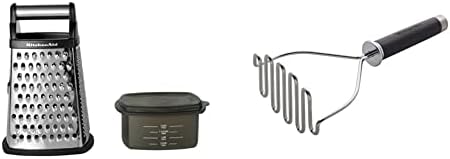 KitchenAid Gourmet 4-Sided Stainless Steel Box Grater With Detachable Storage Container, 10 Inches Tall, Black