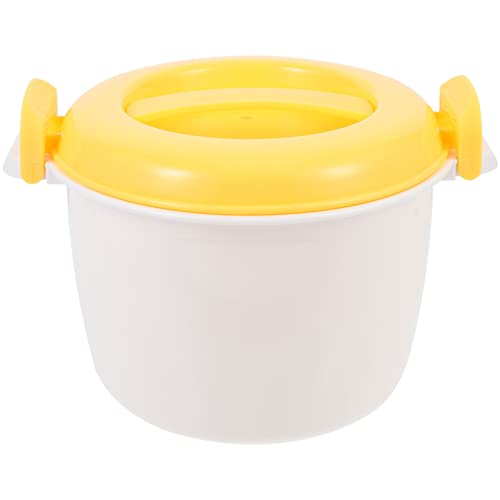 Microwave Rice Cooker Steamer Bowl For Vegetables With Steam Release Vent Microwaveable Cookware For Rice And Vegetables Yellow L