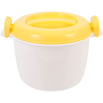  Microwave Rice Cooker Steamer Bowl For Vegetables With Steam Release Vent Microwaveable Cookware For Rice And Vegetables Yellow L