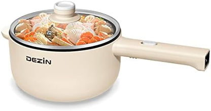  Dezin Electric Hot Pot, 1.8L Non-Stick Sauté Pan, Rapid Noodles Cooker, Mini Pot For Steak, Egg, Fried Rice, Ramen, Oatmeal, Soup With Power Adjustment, College Dorm Room Essential(Egg Rack Included)