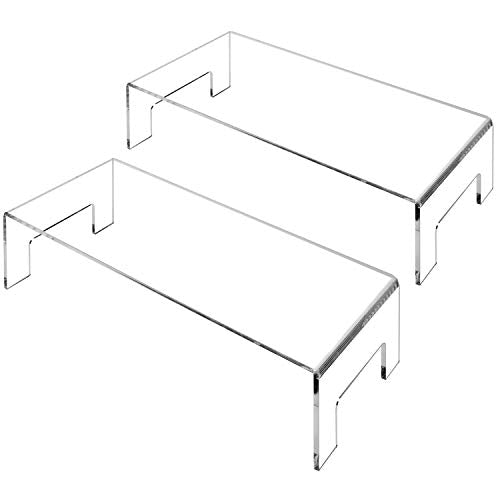  MyGift Set Of 2 Premium Clear Acrylic Display Riser Rack Stand For Collectible Figures, Retail Merchandise, & Desserts