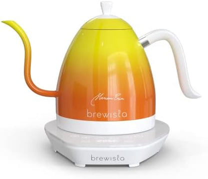  Artisan Electric Gooseneck Kettle, 1 Liter, For Pour Over Coffee, Brewing Tea, LCD Panel, Precise Digital Temperature Selection, Flash Boil And Keep Warm Settings (Pearl All White)