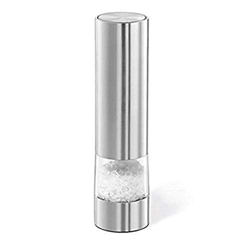  ACK "MONINO" Electric Salt/Spice Mill Ceramic Grinder, 6.7" X 1.8", Silver