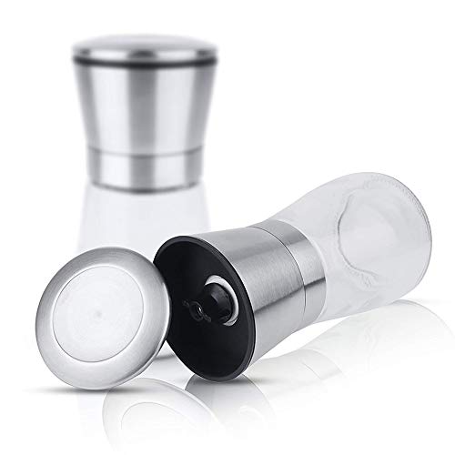 Heaven2017 Spices Salt Pepper Mill Glass Manual Grinder Shakers Set