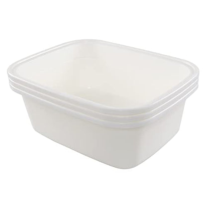  18 Quart Large Dish Pan, 3-Pack Commercial Bus Tub, Cream