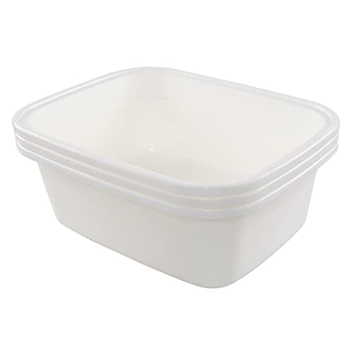  18 Quart Large Dish Pan, 3-Pack Commercial Bus Tub, Cream