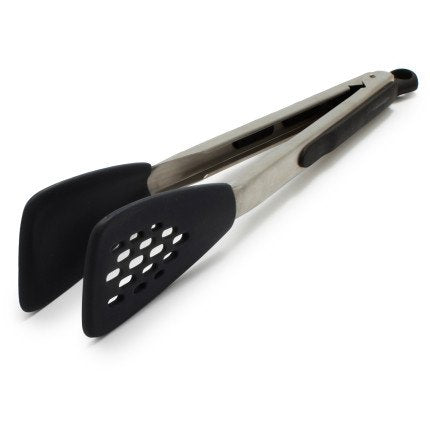 OXO Good Grips 12-Inch Tongs With Silicone Head & Good Grips Silicone Flexible Tongs Stainless,Black,