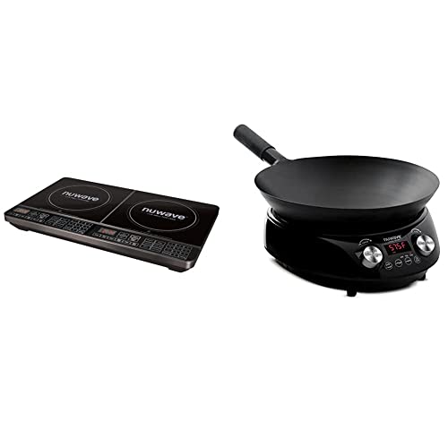  PIC Double, Portable, Powerful 1800W With 2 Large 8” Heating Coils, Independent Controls & Mosaic Induction Wok, Precise Temp Controls From 100°F To 575°F In 5°F, Wok Hei