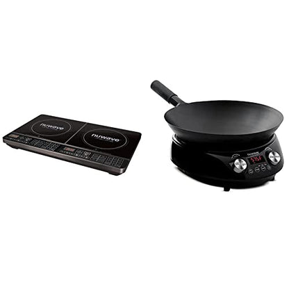  PIC Double, Portable, Powerful 1800W With 2 Large 8” Heating Coils, Independent Controls & Mosaic Induction Wok, Precise Temp Controls From 100°F To 575°F In 5°F, Wok Hei