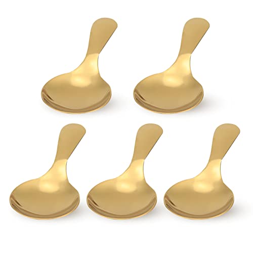  5pcs Mini Scoop For Canisters, Gold Mini Spoon Candy Scoops Stainless Steel Short Handle Spoon Salt Spoons Condiments Spoon Dessert Spoon