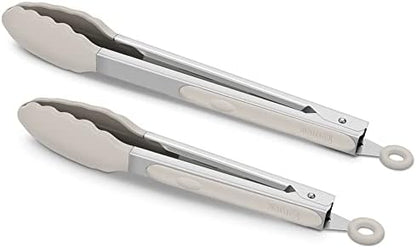  2 Pack Black Kitchen Tongs, Premium Silicone BPA Free Non-Stick Stainless Steel BBQ Cooking Grilling Locking Food Tongs, 9-Inch & 12-Inch