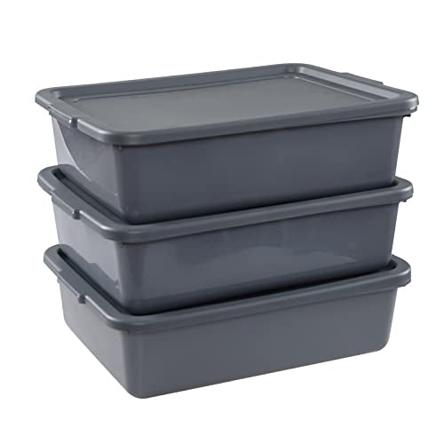  13 L Plastic Commercial Tote Box, Bus Tubs/Bus Box, 4-Pack
