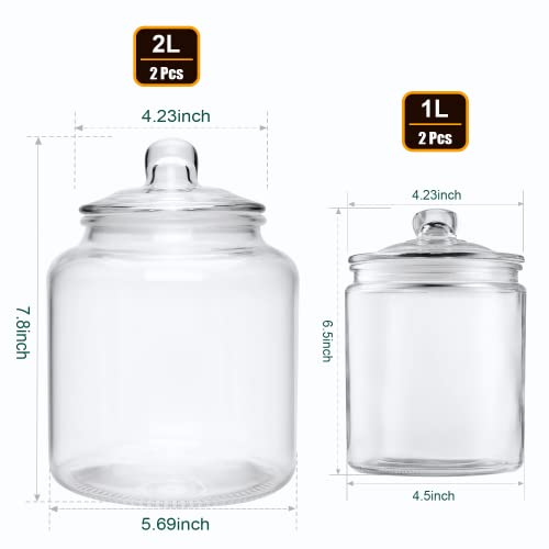  Glass Kitchen Jars,Salzesfalls Food & Cookie Storage Containers,Glass Canisters With Airtight Lid For Pantry - Flour, Coffee, Cookies, Pasta, Candy （Set Of 4）