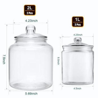  Glass Kitchen Jars,Salzesfalls Food & Cookie Storage Containers,Glass Canisters With Airtight Lid For Pantry - Flour, Coffee, Cookies, Pasta, Candy （Set Of 4）