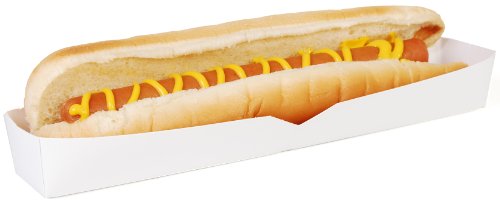  0711 Hot Dog Food Tray, 10-1/2" Length, White (Case Of 500)