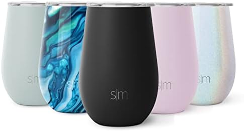  Wine Tumbler With Lid | Cute Stemless Glass Cup With Press-In Lid | Insulated Stainless Steel Coffee Mug | Gifts For Women Men Him Her | Spirit Collection | 12oz | Ocean Quartz