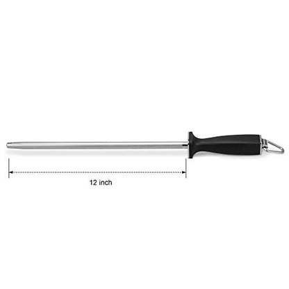  Uperior Knife Sharpening Rod, 12 Inch Professional Diamond Brushed Sharpening Steel