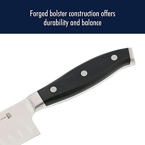  Forged Premio Hollow Edge Santoku Knife, 7-inch, Black/Stainless Steel