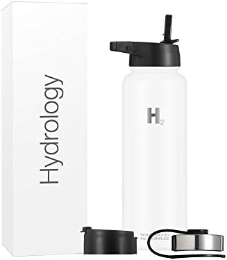  Ydrology Water Bottle - 18 Oz, 22 Oz, 32 Oz, 40 Oz, Or 64 Oz With 3 LIDS Double Wall Vacuum Insulated Stainless Steel Wide Mouth Sports Hot & Cold Thermos (22 Oz, Pacific Blue)