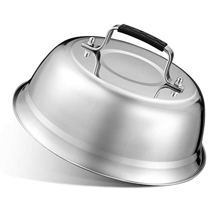  HOUSE AGAIN 2 Pack Cheese Melting Dome Set - 18/8 Stainless Steel Griddle Grill Accessories - Durable Round Basting, Steaming Cover - Heat Resistant Handle For Flat Top Griddle Grill Indoor/Outdoor