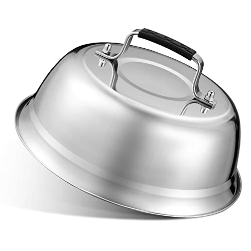  HOUSE AGAIN 2 Pack Cheese Melting Dome Set - 18/8 Stainless Steel Griddle Grill Accessories - Durable Round Basting, Steaming Cover - Heat Resistant Handle For Flat Top Griddle Grill Indoor/Outdoor