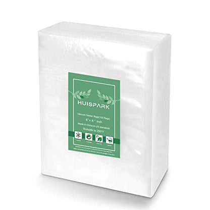  Vacuum Sealer Bags Heavy Duty Pre-Cut Design Commercial Grade Food Sealable 6x8 Inch 100pcs For Heat Seal Food Storage, Smell Proof Bags Boilsafe To 280°F Freezable