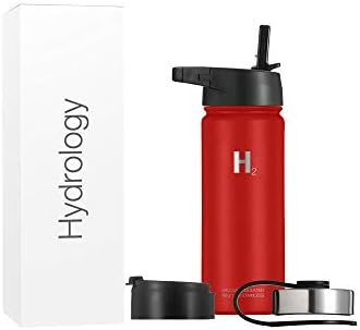  Ydrology Water Bottle - 18 Oz, 22 Oz, 32 Oz, 40 Oz, Or 64 Oz With 3 LIDS Double Wall Vacuum Insulated Stainless Steel Wide Mouth Sports Hot & Cold Thermos (22 Oz, Pacific Blue)