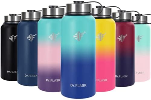 Sports Water Bottle - 32 Oz, 3 Lids (Straw Lid), Leak Proof, Vacuum Insulated Stainless Steel, Double Walled, Thermo Mug, Metal Canteen
