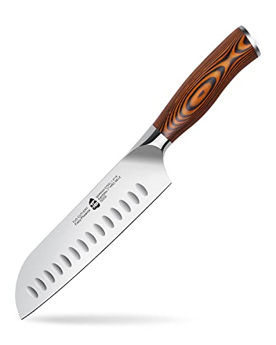  Santoku Knife - 7 Inch Kitchen Knife Japanese Chef Knife, High Carbon Stainless Steel Chef Knife, Ergonomic Pakkawood Handle, Gift Box - Fiery Phoenix Series