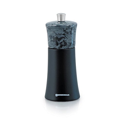  Torre Black Matte Wood Salt Mill With Granite Top 15cm/6",