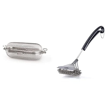  Napoleon 64000 Rotisserie Basket Grill Accessory, Stainless Steel & Barbecue Grill Accessory 62059 - Bristle-Free Triple-Row Grill Brush With Rolled Stainless Steel - BBQ Grill Maintenance Accessory