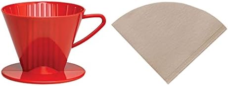  Pour-Over Reusable Coffee Brewing Cone With Gold-Toned Mesh Permanent Coffee Filter, Number 4-Size, Black