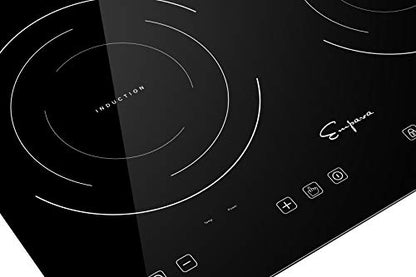  Electric Stove Induction Cooktop With 2 Burners In Black Vitro Ceramic Smooth Surface Glass 120V, 12 Inch