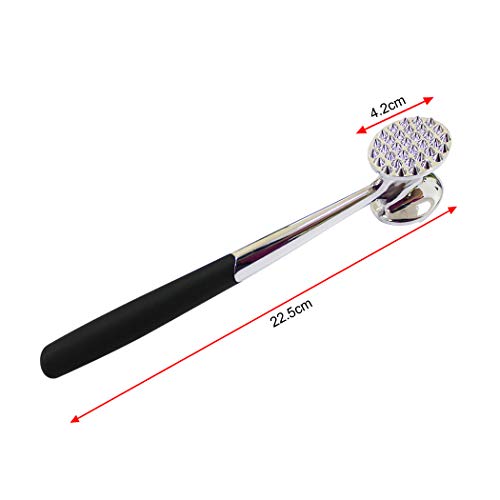  FUNRUI 1 Piece/Set Meat Hammer Tenderizer Heavy Duty Metal Stainless Steel Steak Meat Pounder Mallet Double-Sided Restaurant Home Kitchen Tool, Silver