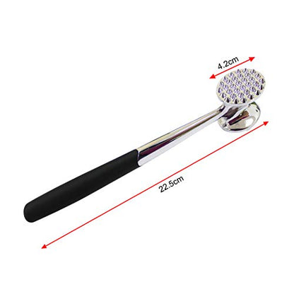  FUNRUI 1 Piece/Set Meat Hammer Tenderizer Heavy Duty Metal Stainless Steel Steak Meat Pounder Mallet Double-Sided Restaurant Home Kitchen Tool, Silver