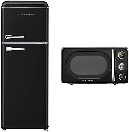 FRIGIDAIRE EFR756-CREAM EFR756, 2 Door Apartment Size Retro Refrigerator With Top Freezer, Chrome Handles, 7.5 Cu Ft, Cream & ESMM100-CREAM Retro Smoothie Maker Blender With Mason Jar, Cream