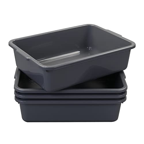 4-Pack 22 L Commercial Bus Tubs/Bus Box, White Large Plastic Tote Box