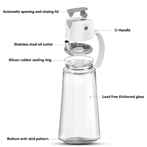  Glass Olive Oil Dispenser Bottles For Kitchen, Automatic Flip Cooking Oil Dispenser Bottle, Vinegar Dispenser Bottle, 650ML 22oz
