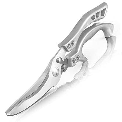  Stainless Steel Kitchen Shears,Ultra Sharp Heavy Duty Metal Poultry Scissors With Safety Lock For Cutting Come Apart Meat,Seafood,Chicken,Fish,Turkey,Barbecue,Vegetables,Herbs (Metal Handle)