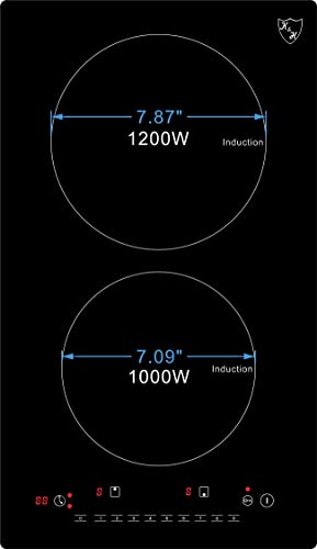  2 Burner 12 Inch Built-in Induction Electric Stove Top Ceramic Cooktop 120V 1800W INDV-1802-120