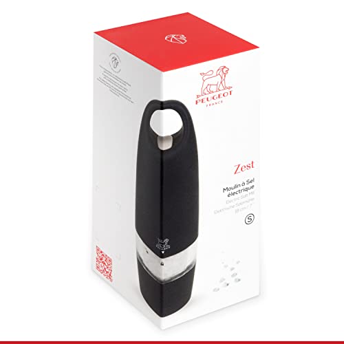 Peugeot Zest Electric Soft Touch 7 Inch Salt Mill, Black