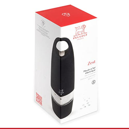 Peugeot Zest Electric Soft Touch 7 Inch Salt Mill, Black