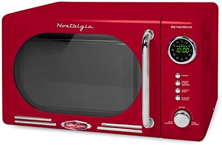  Retro Compact Countertop Microwave Oven, 0.7 Cu. Ft. 700-Watts With LED Digital Display, Child Lock, Easy Clean Interior, Black