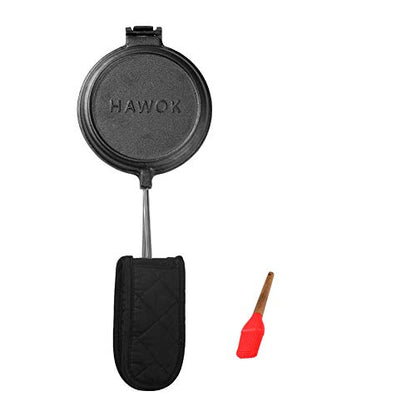 Cast Iron Waffle Maker With Handle Hoder And Basting Brush…